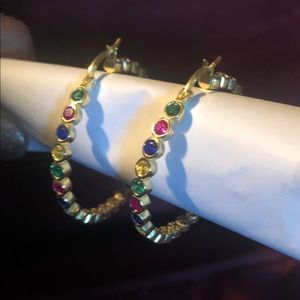 Gabirielle multicolor crystal hoop earrings